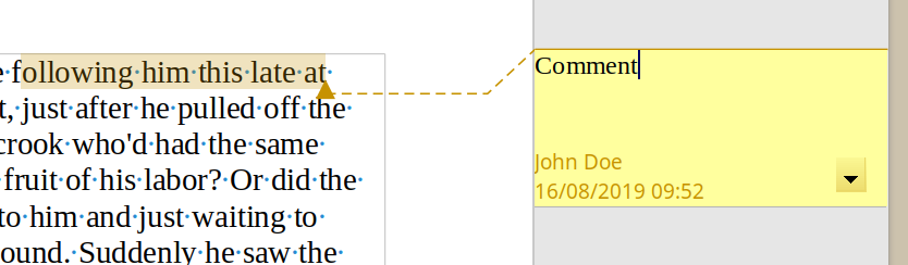 Comments in text documents