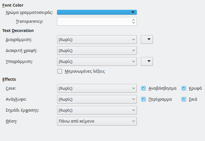 Εικόνα διαλόγου σελίδας εφέ γραμματοσειράς