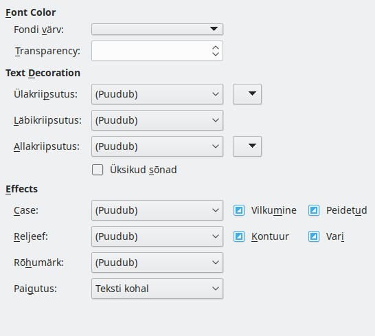 Ekraanipilt fondiefektide kaardist