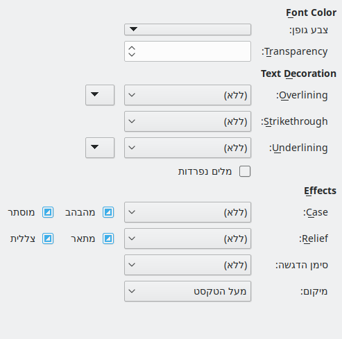 Font Effects Page Dialog Image