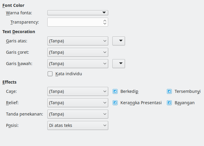 Citra Dialog Halaman Efek Fonta