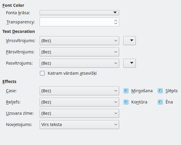 Font Effects Page Dialog Image