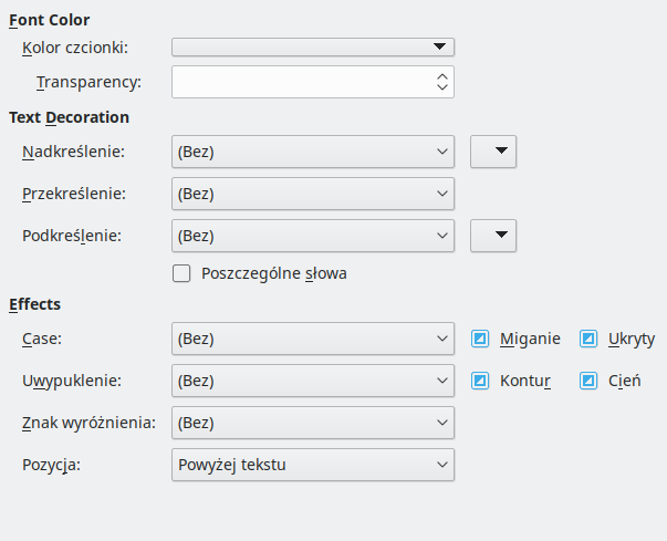 Font Effects Page Dialog Image