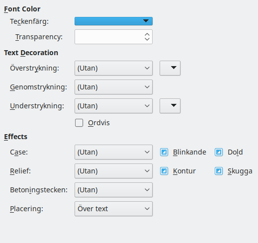 Font Effects Page Dialog Image