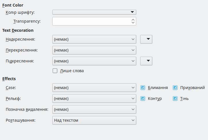 Font Effects Page Dialog Image
