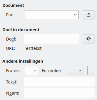 Afbeelding van dialoogvenster Hyperlink – Document