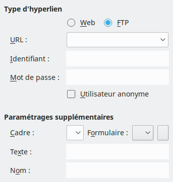 Image de la boîte de dialogue Hyperlien Internet