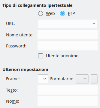Immagine finestra di dialogo pagina del Collegamento ipertestuale a Internet