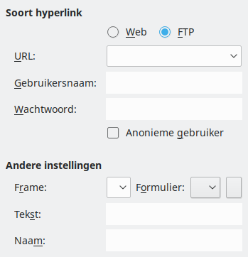 Afbeelding van dialoogvenster Hyperlink - Internet
