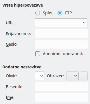 Slika pogovornega okna Hiperpovezava – Slika