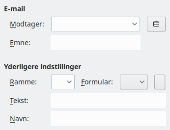 Billede af dialogen Hyperlink – E-mail
