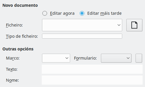 Imaxe da caixa de diálogo Novo documento de Hiperligazón