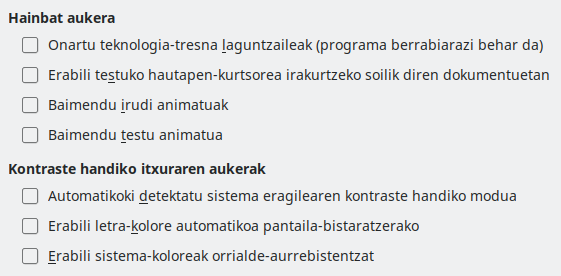 Aukeren 'Irisgarritasuna' elkarrizketa-koadroaren irudia