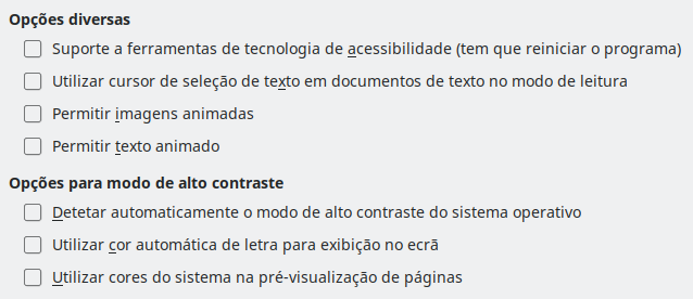 Imagem da caixa de diálogo Acessibilidade