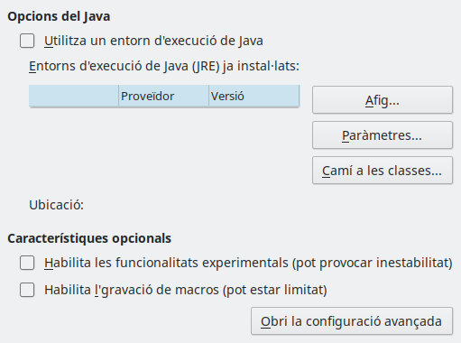 Imatge del diàleg d'opcions avançades