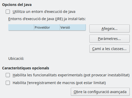 Imatge del diàleg d'opcions avançades