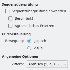 Bild des Dialogs Optionen – Komplexes Textlayout