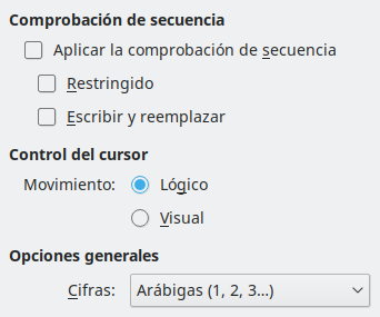 Imagen del cuadro de diálogo Opciones, sección CTL