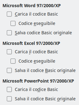 Immagine finestra di dialogo Carica/salva delle opzioni