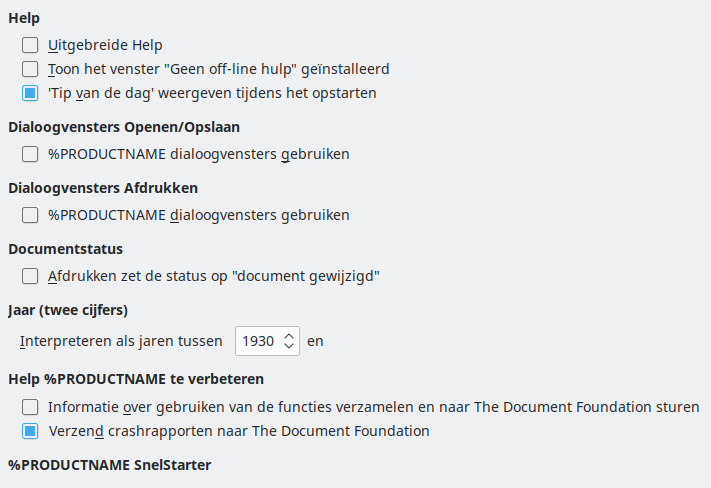 Afbeelding van dialoogvenster Opties - Algemeen