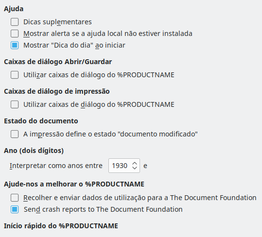Imagem da caixa de diálogo Geral