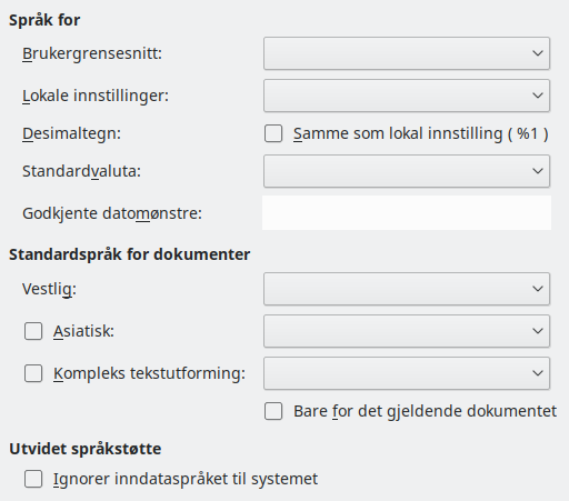 Dialog for sprækalternativer