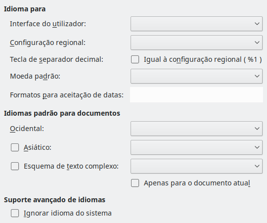 Imagem da caixa de diálogo Idioma