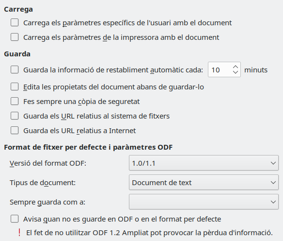 Imatge del diàleg d'opcions de guardar