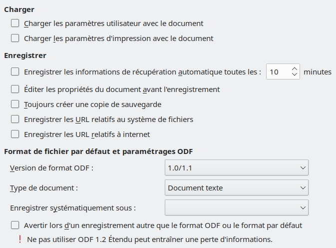 Image des options de la boîte de dialogue Enregistrer
