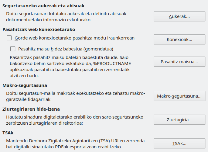 Aukeren 'Segurtasuna' elkarrizketa-koadroaren irudia