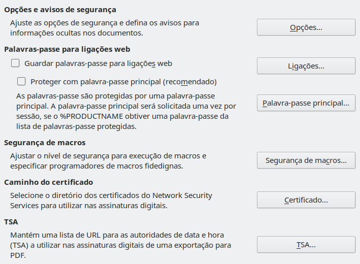 Imagem da caixa de diálogo Segurança