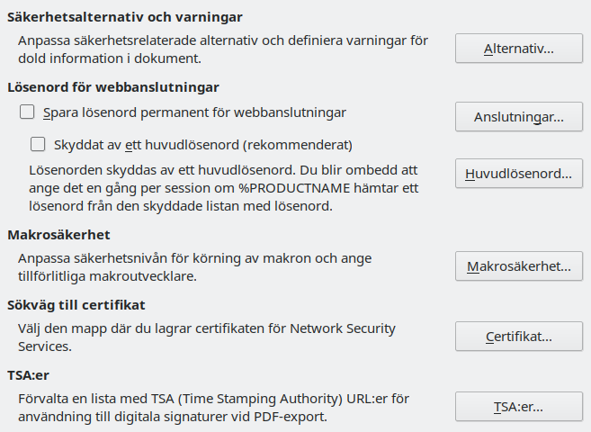 Options Security Dialog Image