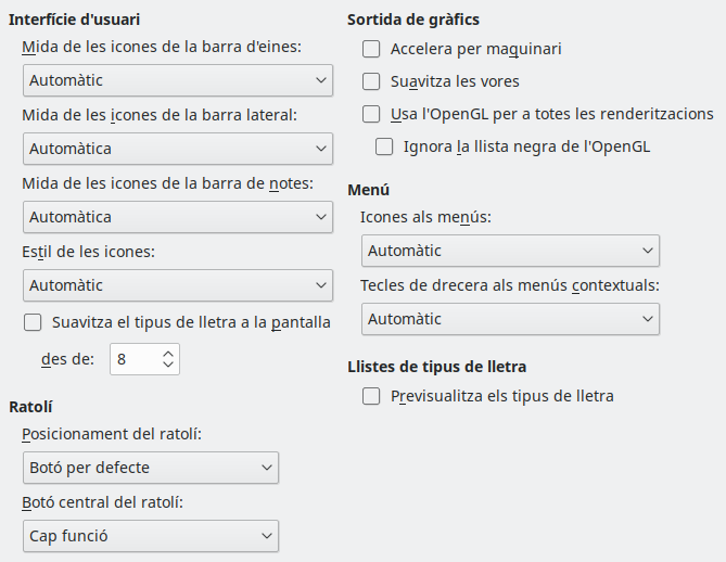 Imatge del diàleg d'opcions de visualització