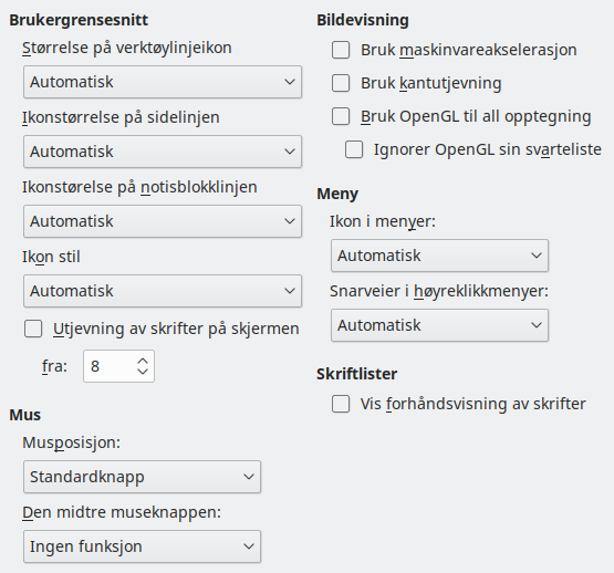 Dialog for Alternativer