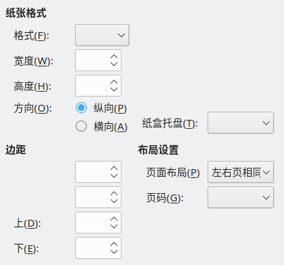 「页面」格式选项卡