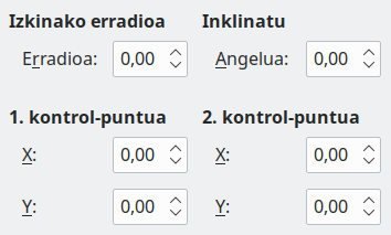 'Inklinazioa eta izkinako erradioa' fitxa-orria