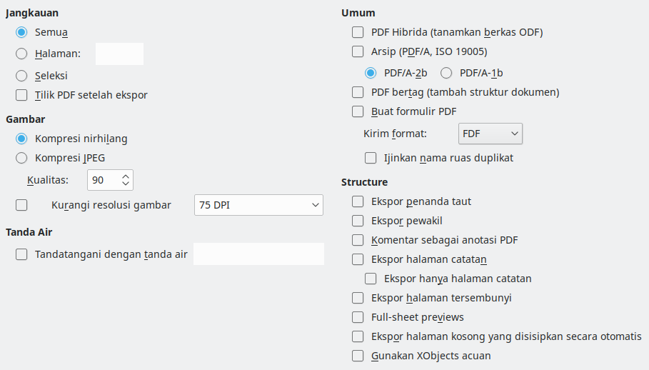 Citra Dialog Pilihan Umum Ekspor PDF