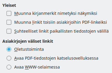 PDF Export Links Options Dialog Image
