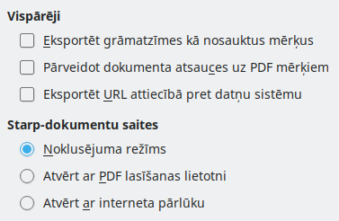 PDF Export Links Options Dialog Image