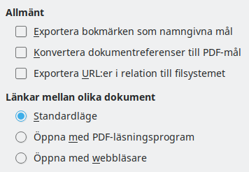 PDF Export Links Options Dialog Image
