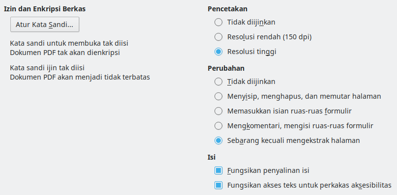 Gambar Dialog Pilihan Keamanan Ekspor PDF