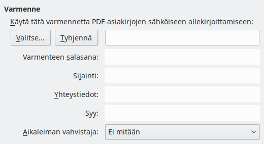 PDF Export Digital Signature Options Dialog Image