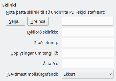 PDF Export Digital Signature Options Dialog Image