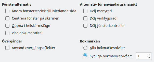 PDF Export User Interface Options Dialog Image