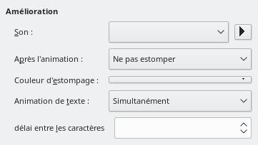 Boîte de dialogue Effets d'animation avancés