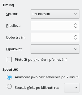 Dialogové okno Časování animace