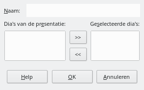 Dialoogvenster Instellingen van presentatie