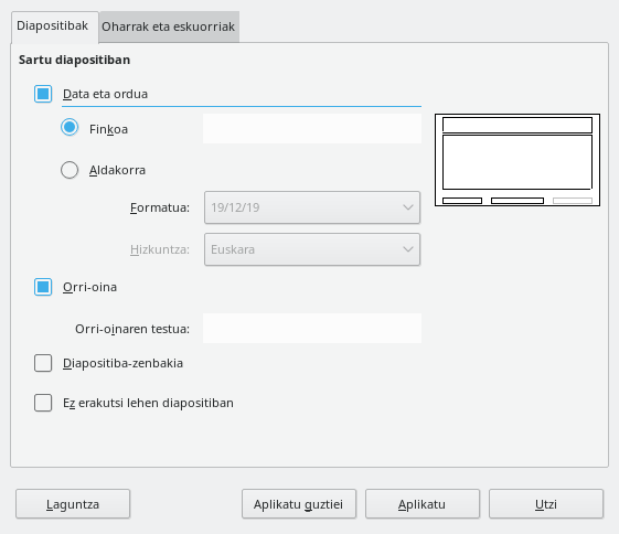 Goiburukoen eta orri-oinen elkarrizketa-koadroa