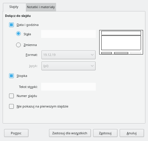 Header Footer Dialog