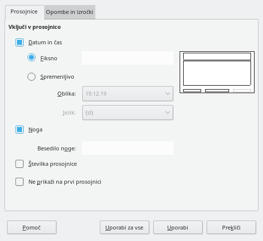 Pogovorno okno Glava in noga